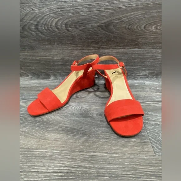 NEW J Crew Designer Elegant Red Wedge WomenSandals Stiletto Heels 7.5 8 8.5 - Picture 2 of 7